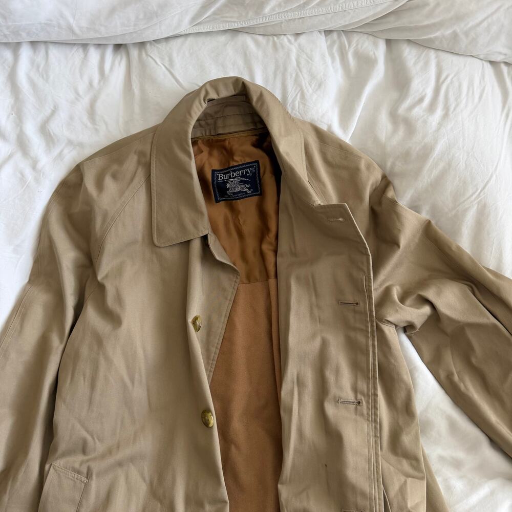 Burberrys Wool Beige Trench Coat Made in England Men's Size 44 Long